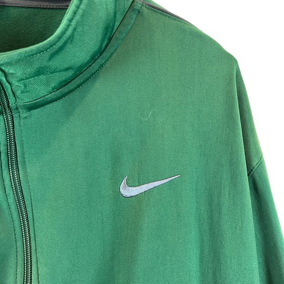 Nike Track Jacket Swoosh Logo Sportswear Full Zip Mock Neck Green Long Sleeve L - Picture 4 of 10